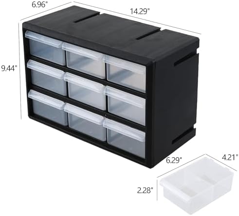 Sadstory 9-Drawer Plastic Drawer Storage Cabinet for Garage Organization