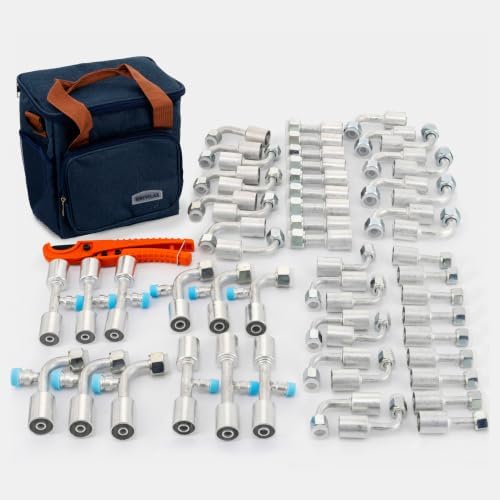 66PCS Air Conditioning Hose Fitting Kit Includes #6#8#10 AC Fittings and pipe...