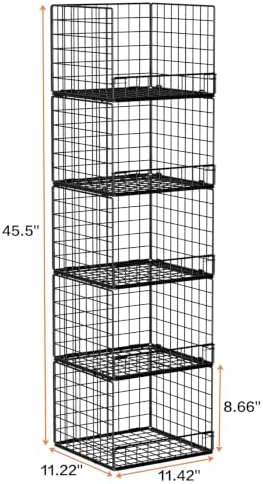 5-Tier Stackable Closet Organizers and Storage Baskets, Closet Shelf Organize...