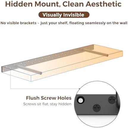 2pcs Floating Shelf Bracket Heavy Duty Floating Mantel Bracket Black Metal De...