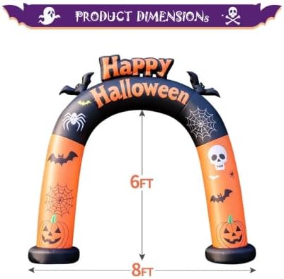DomKom 8FT Long Halloween Inflatable Archway, Happy Halloween Blow Up Arch wi...