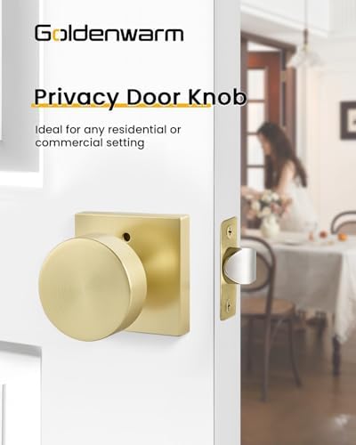 Goldenwarm Brushed Gold Door Knobs Interior, Gold Privacy Door Knob 6 Pack