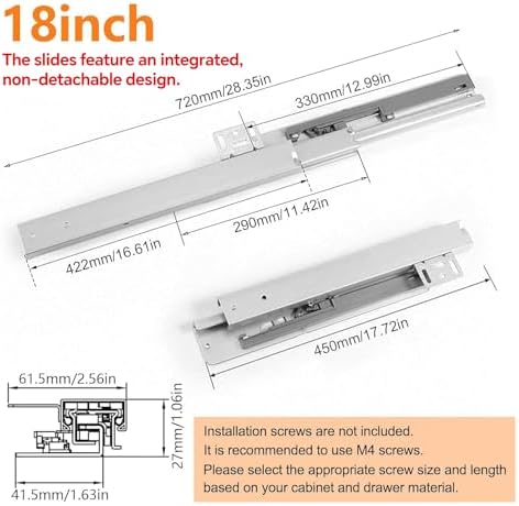 Undermount Shelf Drawer Slide Soft Close Bottom Support Under Mount Pull Out ...