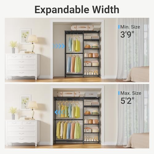 VIPEK X2 Plus Expandable Heavy Duty Clothes Rack, Closet System Black