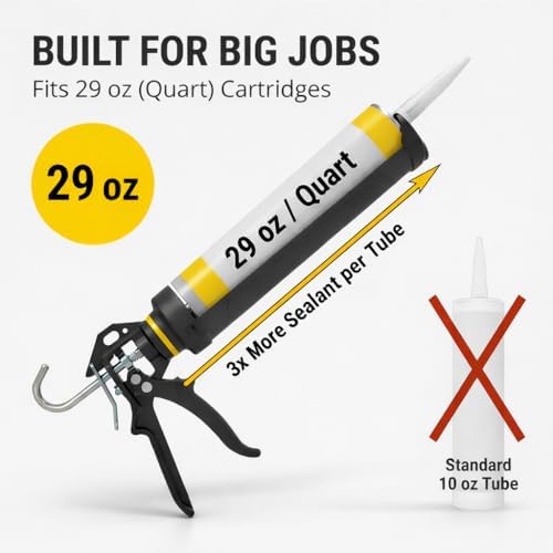 112 Series Manual Caulking Gun - 29 oz Cartridge Dispenser, 12:1Thrust Ratio,...