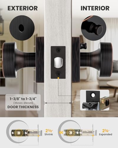 Goldenwarm Oil Rubbed Bronze Door Knobs Interior Privacy Door Knobs 6 Pack