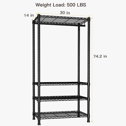 Ulif H2 Heavy Duty Clothes Rack, Freestanding 4 Tiers Garment Rack for Hangin...