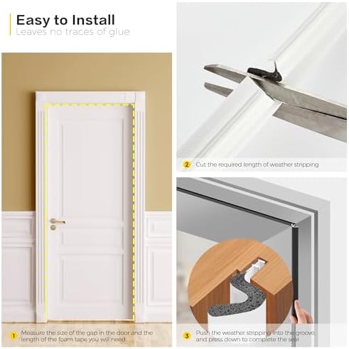 Ravinte Weather Stripping Door Seal, Q-Shaped Kerf Foam Strip, 50 FT, White