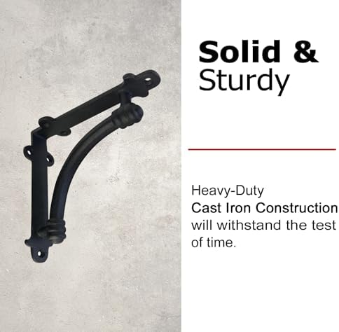 NACH Decorative Shelf Brackets, 4 Pack of 5.5 x 1.2 x 5.5 inch Black Cast Iro...