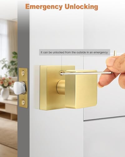 Probrico 6 Pack Gold Square Door Knobs, Modern Heavy Duty Design Door Handle ...