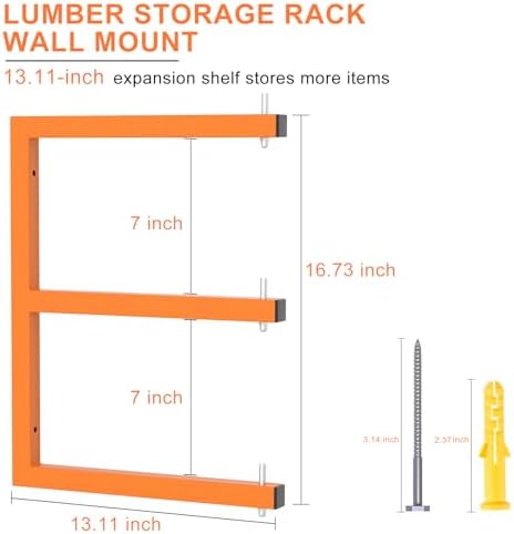 4 Pack Lumber Storage Rack, 6-Level Lumber Rack Wall-Mounted, 1320 lb
