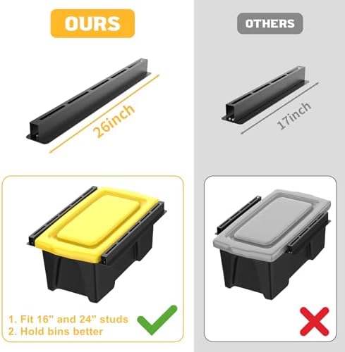WALMANN Ceiling Tote Storage Rails, Heavy Duty Garage Ceiling Bin Rack