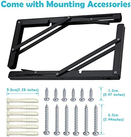 CLT CLETING 24" Black Folding Shelf Brackets Max. Load 440 lb, Heavy Dut...