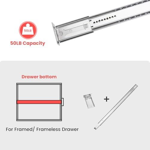 homdiy 14 Inch Heavy Duty Center Mount Drawer Slides Track (5 Pcs)