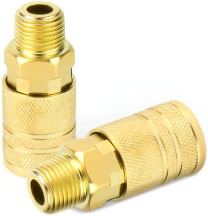 GASHER 12PCS 3/8"MNPT Brass Industrial Coupler,1/4 Flow Quick Connect Ai...
