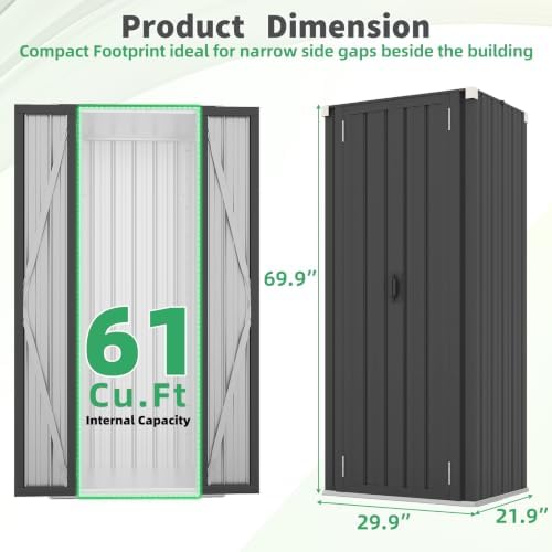 AECOJOY Outdoor Storage Cabinet Waterproof, 70" Vertical Tall with Base
