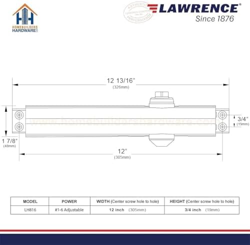 Lawrence Heavy Duty Door Closer Commercial Grade 1 - Adjustable 6-Speed Delay...