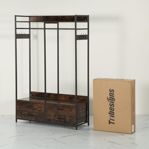 Tribesigns Freestanding Closet Organizer, Garment Rack with 4 Drawers