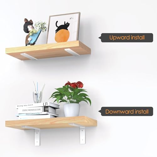 White Floating Shelf Bracket 12 Inch, 6 Pack Heavy Duty Shelf Brackets, Wall ...