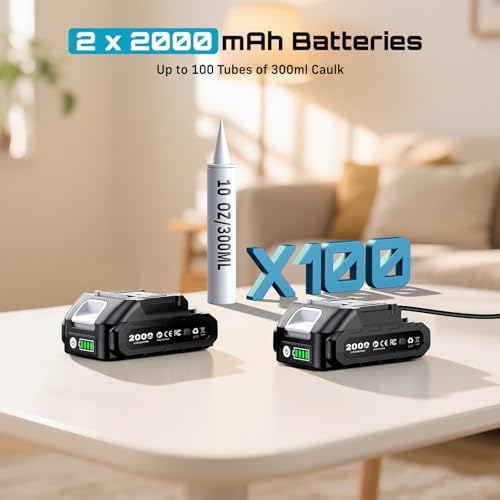 SEESII Cordless Caulking Gun w/2 x 2.0Ah Batteries