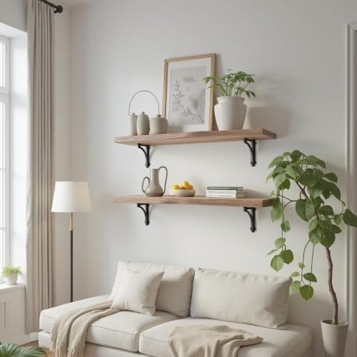 NACH Decorative Shelf Brackets, 4 Pack of 5.5 x 1.2 x 5.5 inch Black Cast Iro...
