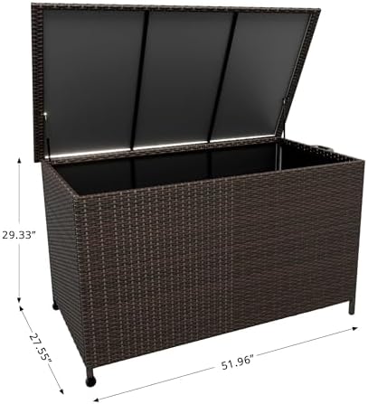 Wicker Deck Box, 185 Gallon All-Weather Outdoor Storage Box - Brown