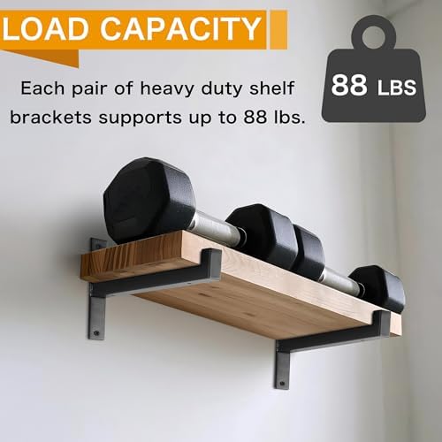 EZYDECOR 6 Pcs Heavy Duty Shelf Brackets 13 Inch Wall Mounted Industrial Meta...