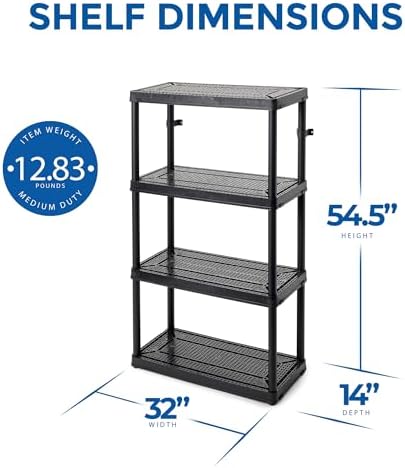 Gracious Living 4-Shelf Fixed-Height Medium-Duty Storage, Black, 2-Pack