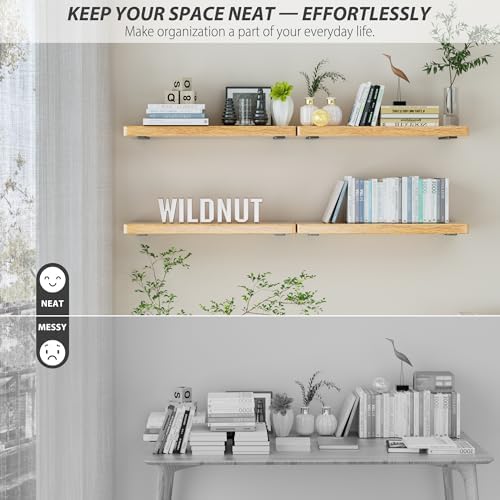 Floating Shelf Brackets 12 Inch 6 Pack, Hidden L Brackets for Shelves Black