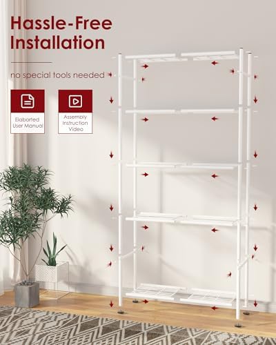 Sakugi Storage Shelves - 5 Tier Shelf Organizer, Heavy Duty Garage Shelving U...