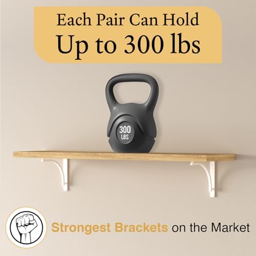 Classic White Heavy Duty Shelf Brackets 12 inch by Balin Designs – L Bracket,...