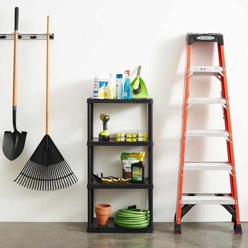 Gracious Living 4-Shelf Fixed-Height Light-Duty Storage, Black, 2-Pack