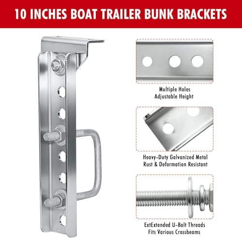 4 Pack 10"/12" Boat Trailer Bunk Brackets Kit | Swivel Top