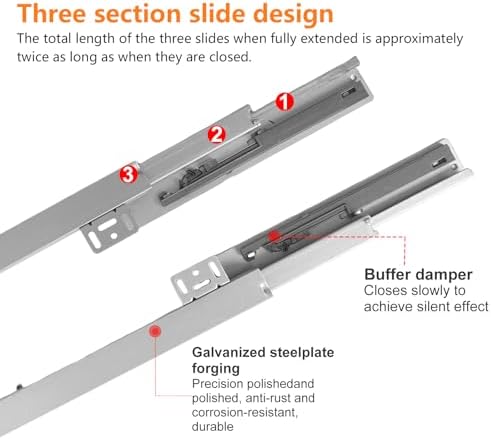 Undermount Shelf Drawer Slide Soft Close Bottom Support Under Mount Pull Out ...
