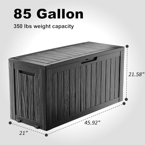 Outdoor Waterproof Resin Storage Deck Box Lockable Outside Bench UV Resistant...