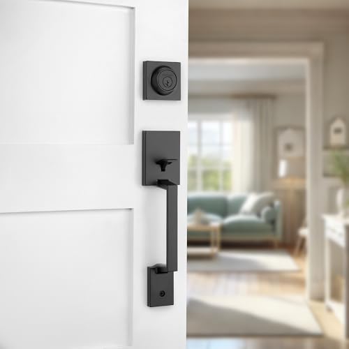 Kwikset Amador Front Door Lock Handle and Deadbolt Set, Entry Handleset Exter...