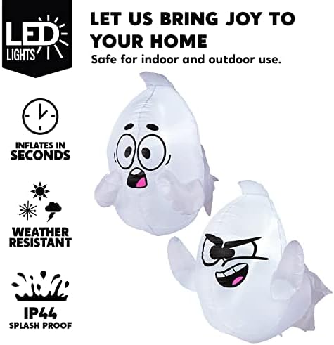 Joiedomi 2 Pack Halloween Inflatable Window Ghost with Build-in LED, 2.6 FT T...