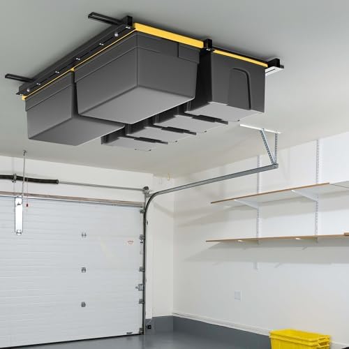 WALMANN Overhead Tote Storage Rails System, Garage Ceiling Bin Storage Rack