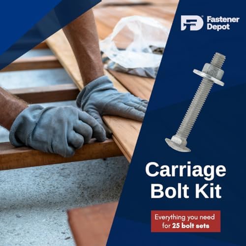 1/2"-13 x 4-1/2" (25 Sets) Hot Dipped Galvanized Carriage Bolt Kit ...