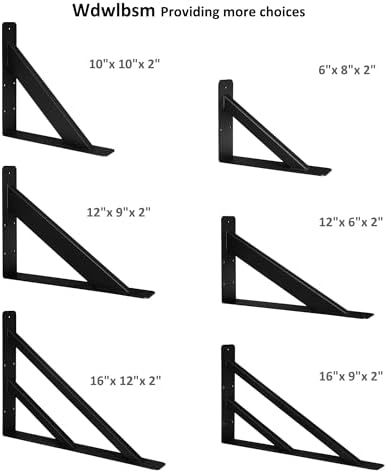 Wdwlbsm 2Pcs Shelf Bracket Heavy Duty 12 Inch Shelf Brackets Steel Mantel Bra...
