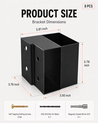 Workbench Bracket Kit 2x4 Heavy-Duty Steel 3-Way Corner Brackets(8 PCS)
