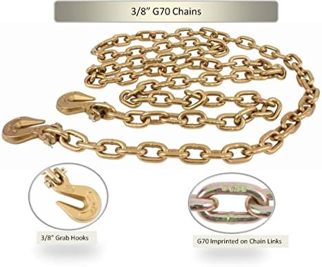 Mytee Products 3/8 Inch x 6 FT Grade 70 Binder Chain with Clevis Grab Hooks -...