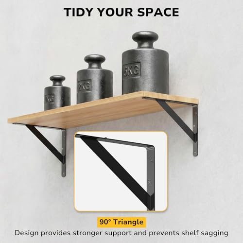 12 Pack 10 Inch Heavy Duty Shelf Bracket, Wall Shelf L Brackets for Floating ...
