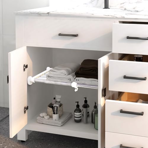 BAOYOUNI Closet Tension Shelf Adjustable Organizer 19.7-31.5" Ivory