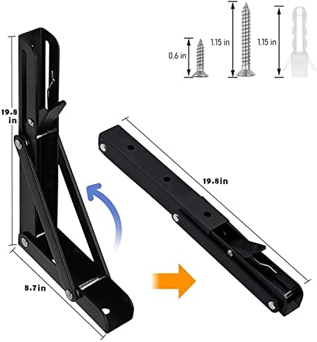 Folding Shelf Brackets - 20 Inch 4 Pcs Heavy Duty Metal Collapsible Shelf Bra...