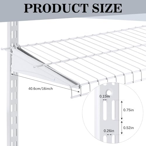 Wonderjune 6 Pcs Adjustable Locking Shelf Bracket 16 Inch Shelf Brackets Heav...