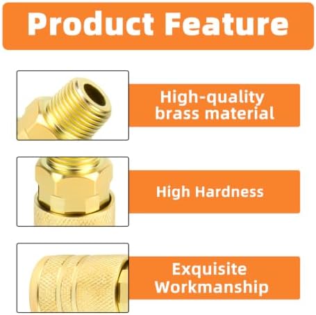 GASHER 12PCS 3/8"MNPT Brass Industrial Coupler,1/4 Flow Quick Connect Ai...