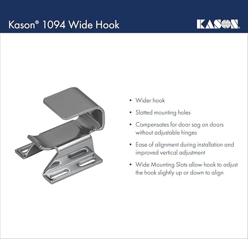 Kason 1094 SureClose Hydraulic Door Closer and Hook, Exposed Mounting, Adjust...