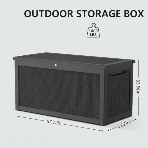 380 Gallon Outdoor Storage Box Waterproof Lockable Deck Box