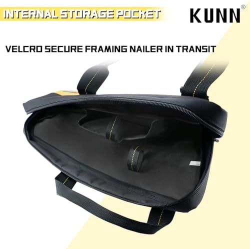 KUNN Shoulder Framing Nailer Bag with Dual Lockable Zipper,Extra pockets for ...